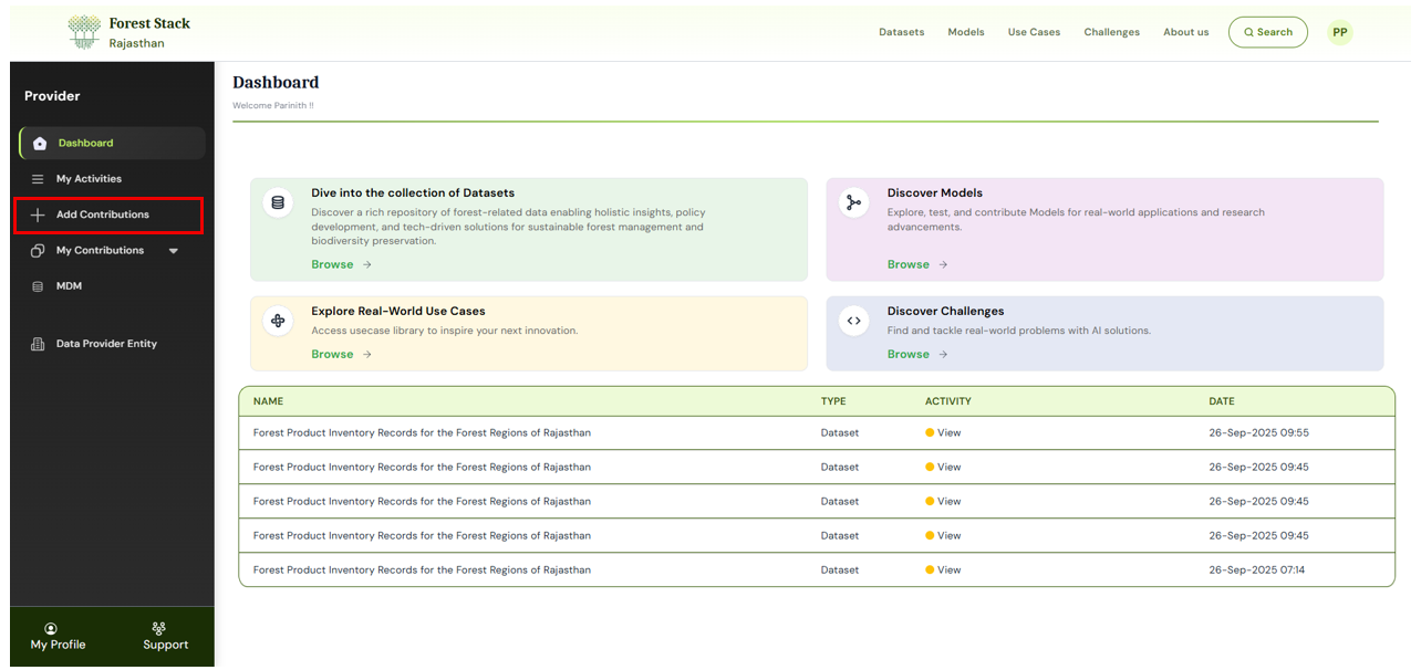 Clicking on Start adding use case